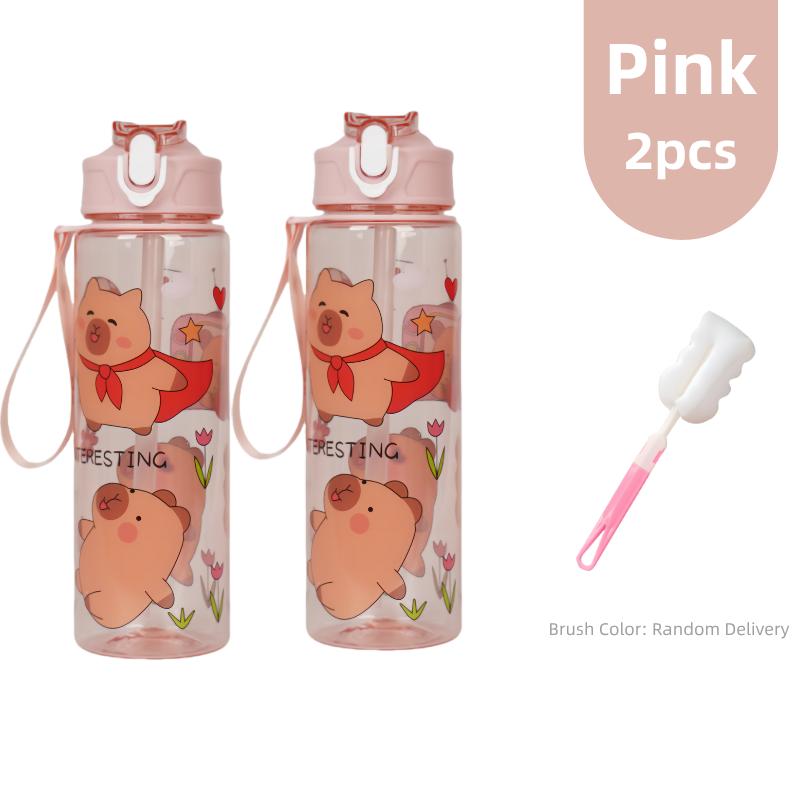 800ML Kids Water Sippy Cup Creative Cartoon Cup with Straws Leakproof Water Bottle Outdoor Portable Children's Plastic Water Cup