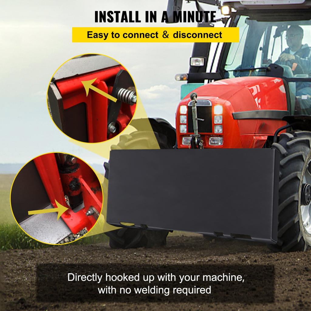 VEVOR Skid Steer Attachment 3/8in Skid Steer Quick Attach Plate 85LBS Skidsteer Attachment 18.5\" Height Quick Attach Skid Steer Attachments for