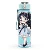 1PC Dark Blue Dress Girl Standing Pattern 750ml Color Plastic Sports Water Bottle Leakproof Flip Straw Lid Suitable for Sports Office Home Use