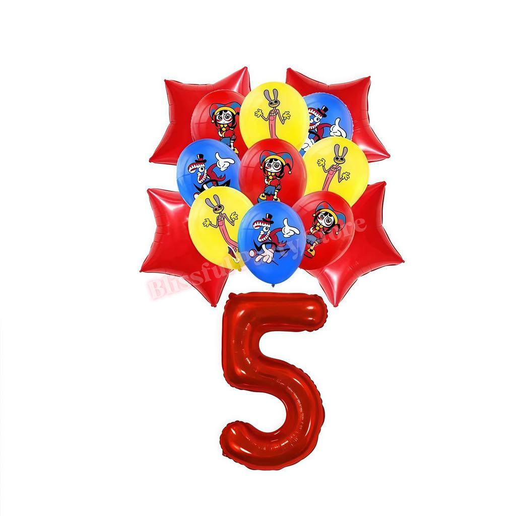 Amazing Digital Circuses Birthday Party Decoration Tableware Cup Plate Balloon Cake Topper Kids Event Supplies Baby Shower Favor