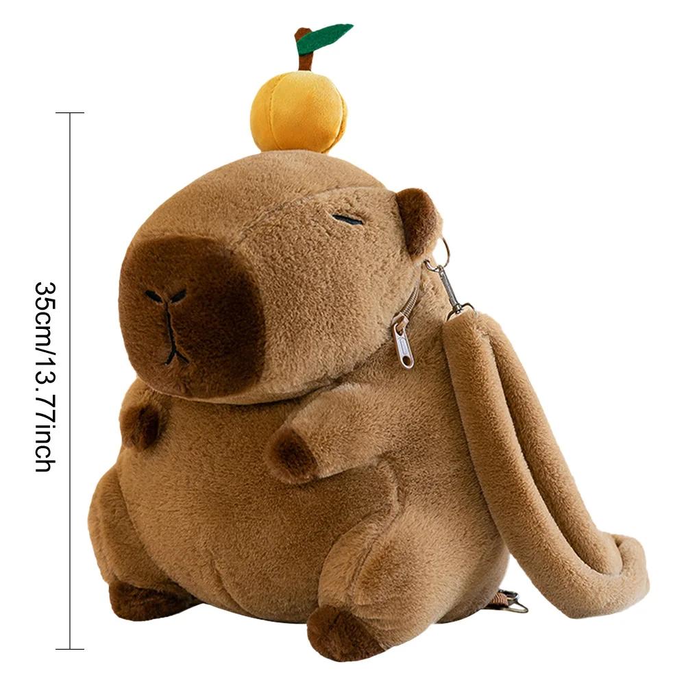 Cute Capybara Plush Backpack Cartoon Student Shoulder Bag Fur School Bag for Kids Funny Animal Theme