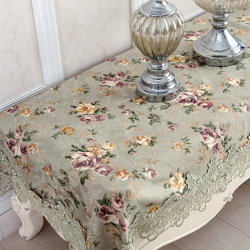 Novo tecido TV Gabinete Mesa Toalha Estilo Europeu Verde Renda Capa Requintada Renda Bordada À Prova de Poeira Retangular Toalha de Mesa Capa de TV