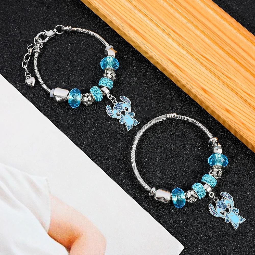 Disney Stitch Cartoon Rhinestone Bracelet Set Cute Fashion Accessories for Women And Girls Ideal Gift for Fans Birthday