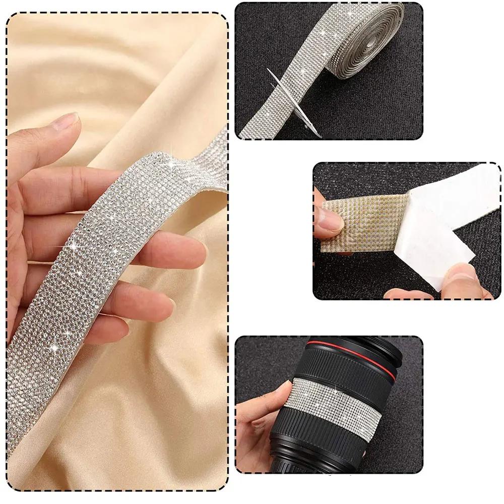 Rhinestone Diamond Sticker Self-Adhesive Crystal Ribbon Trim Tape Car Phone Decoration Arts Crafts Multifunctional Accessories