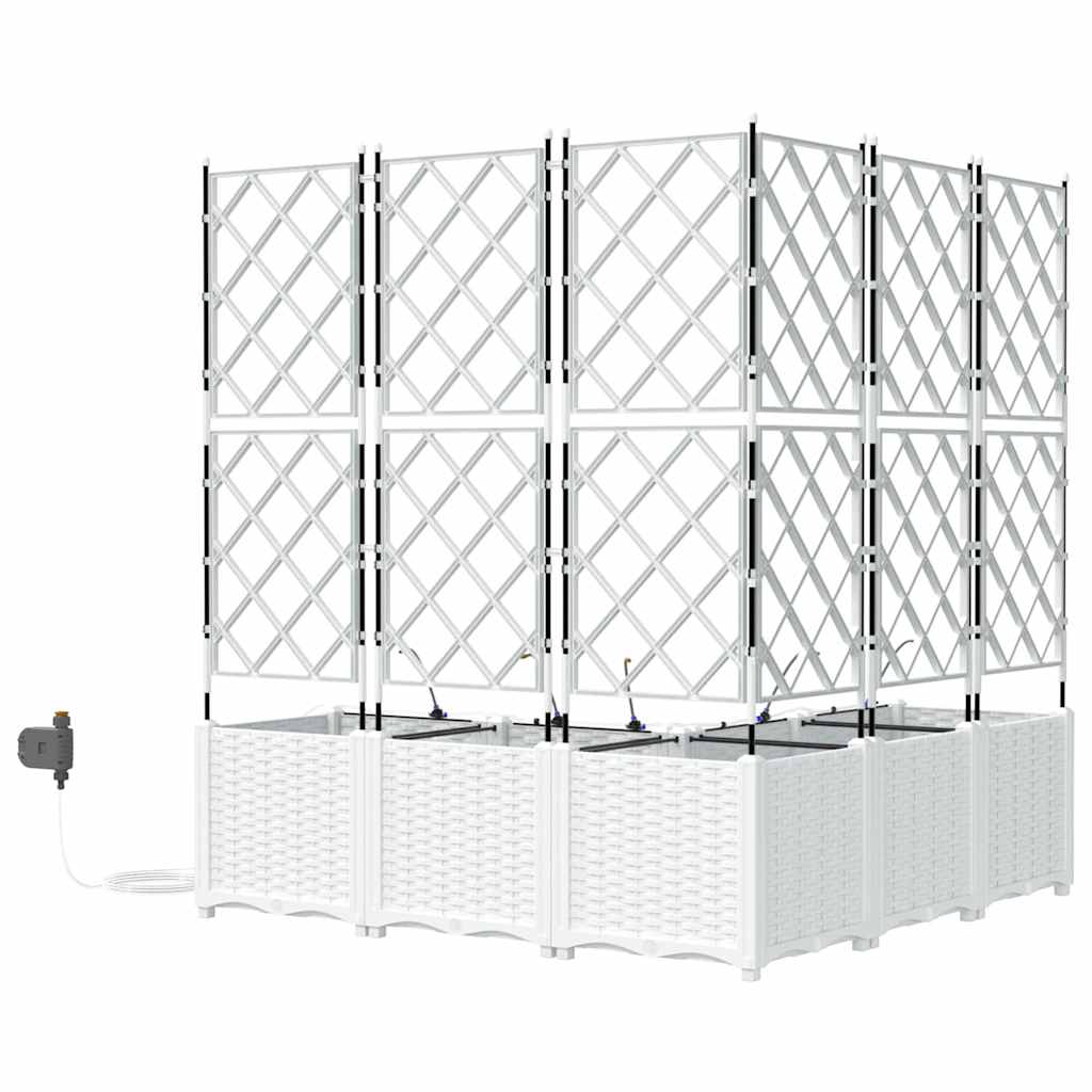 Garden Planter Set 5 pcs White 120 x 120 x 142 cm Plastic