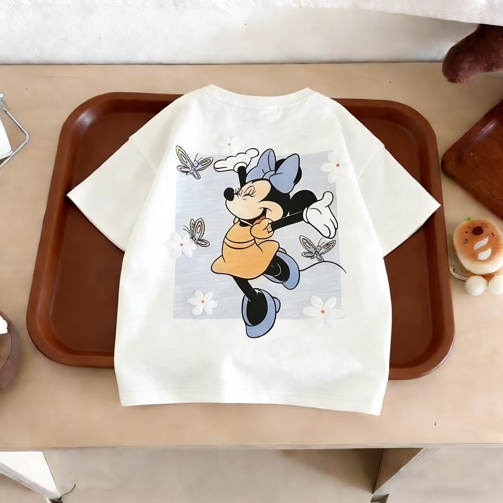 Cute Minnie Girls' T-Shirt Summer Clothing Fashion Design Short-Sleeve Top Round Neck Simple and Stylish