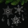6 Pcs Acrylic Crystal Christmas Ornament Sparkling Clear Snowflake Hanging Ornaments with Drop Pendants for Winter Chandelier Xmas
