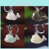 Animal Dolphin Keychain With Resin Encased Natural Crystal Decor Gift For Holidays