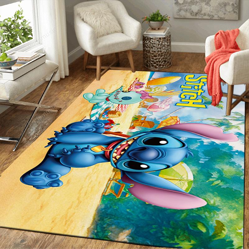 1Pc Stitch'S Tropical Adventure Rug, Office Carpet Indoor Outdoor Doormat, Non-Slip Soft, Living Room, Christmas Halloween Gift. M928597