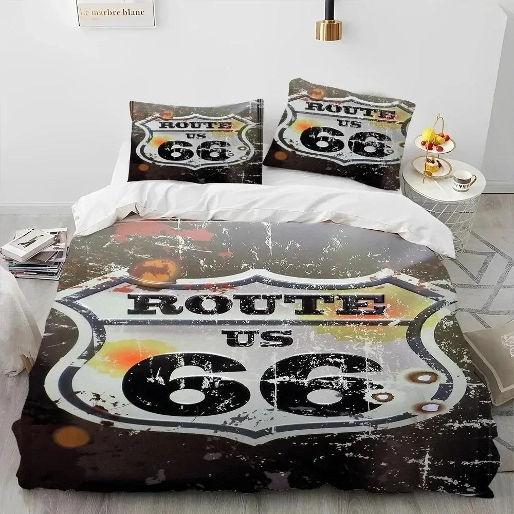 3D Print Historic Route 6 Mother Road Beding Set Bedrom Soft Modern Bedspreads Comefortable Soft with Soft Fabric Duvet Cover Quilt Pilowcase