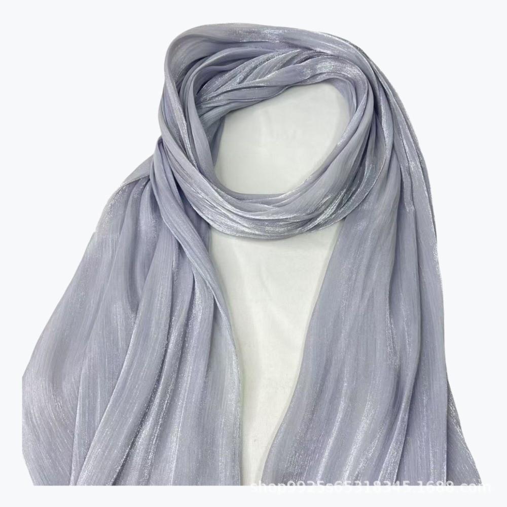Shining Silk Scarf Chiffon Chiffon Hijab Veil High Qulaity Sunscreen Shawl Outdoor
