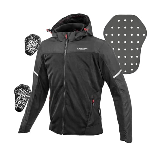 Enigma 2025 Model Motorcycle Mesh Jacket for Spring, Summer, and Fall, 25-003 EN-003 CE Level 2 Protector, Radiance Hoodie, Silver, Size L