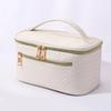 Organizadores de Maquillaje de Gran Capacidad Bolsa de Cosméticos de Cuero PU Organizador de Artículos de Aseo para Mujer Impermeable Estuche de Maquillaje de Almacenamiento a Cuadros Femenino