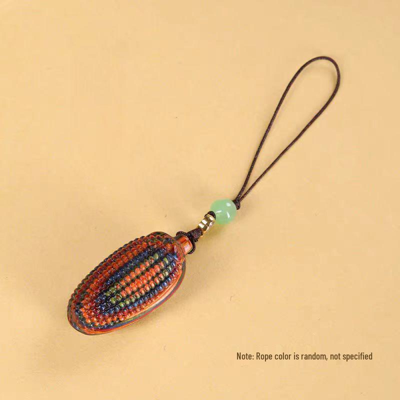 Golden Jade Rainbow Wood Pendant: Corn Plate Keychain & Car Ornament