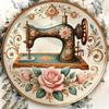 Floral Sewing Machine Iron Wall Art Pink Roses Blue Fabric Easy Hang Home Decor Living Room Bedroom Kitchen