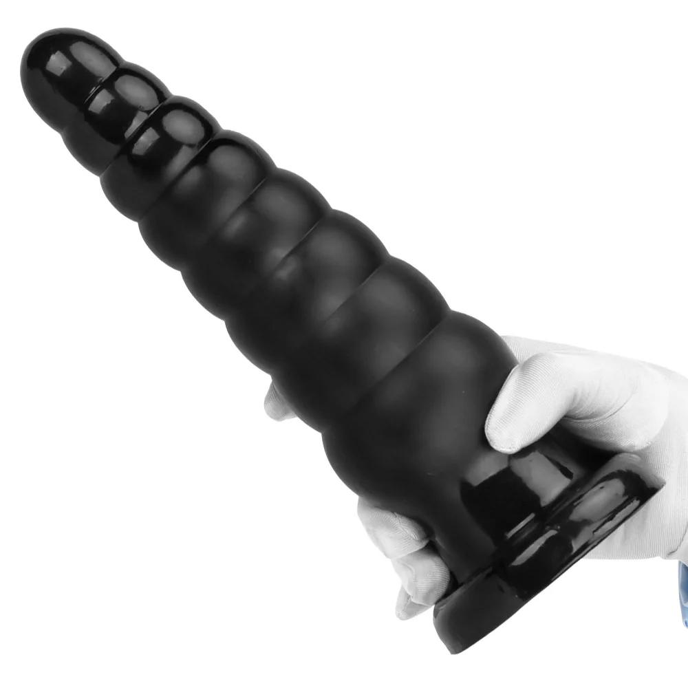 New Black Extra Large Anal Plug with Suction Cup Fisting Toy Anal Expander Adult Sex Toy Big Dick PVC Dildo