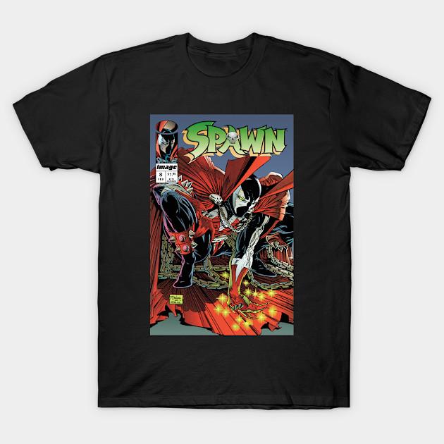 

Чоловіча чорна футболка з принтом Оригінальна обкладинка випуску Spawn #8 NFT Папір для термопереносу без вирізання Бавовняна футболка L чорний