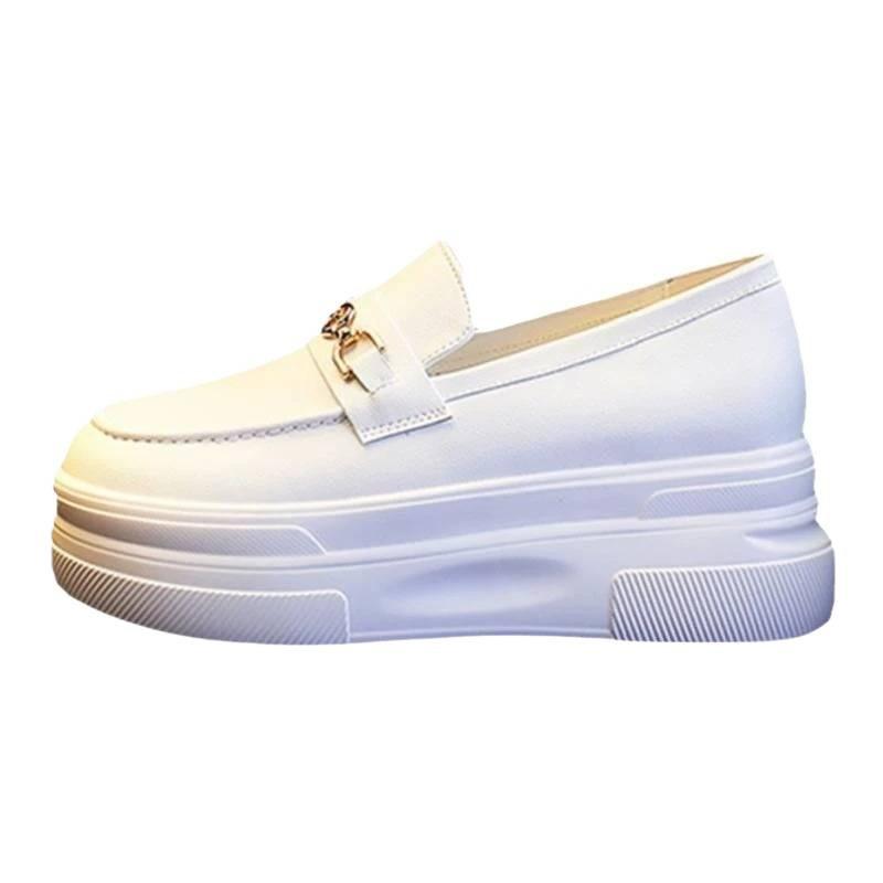 Thick-soled inner height increase, one pedal small white shoes, women's summer 2025 spring and autumn new casual white loafers, single shoes