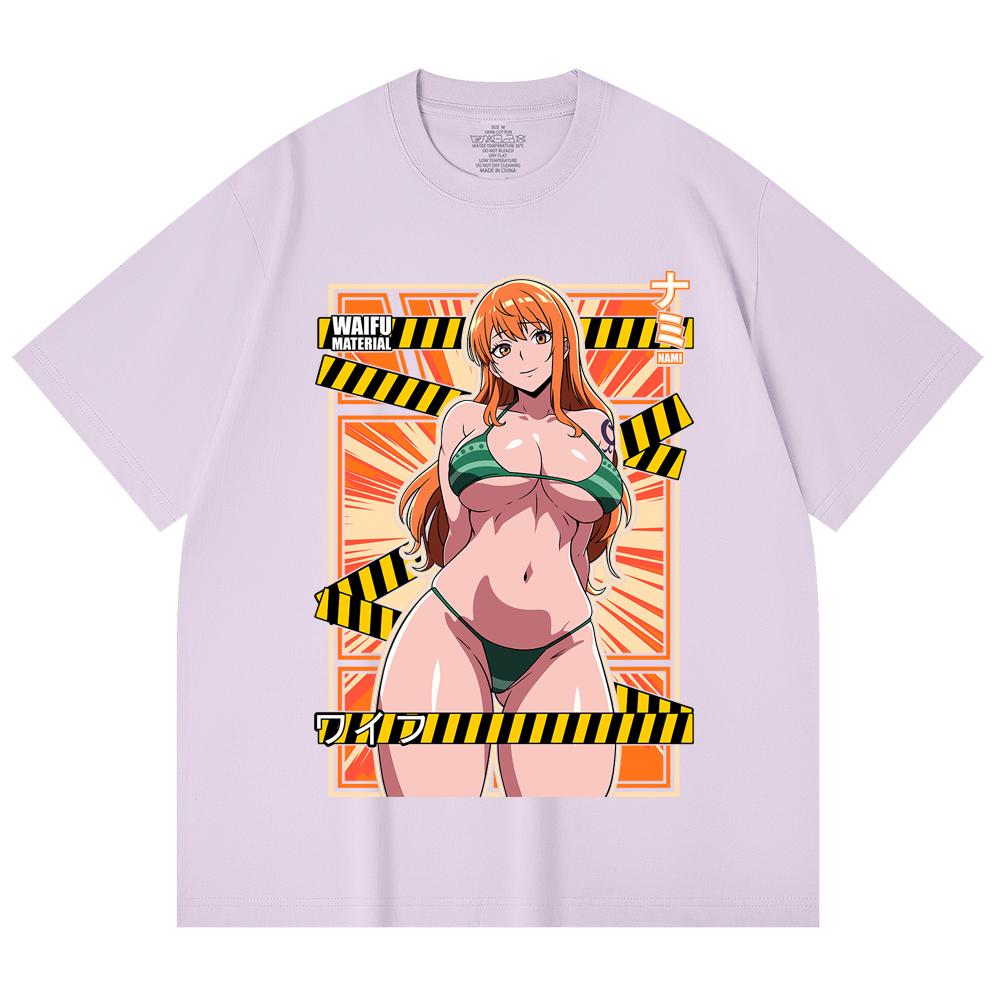 230 Gsm 100% Cotton One Piece V40 Nami Waifu Print Unisex Heavy Cotton T Shirt
