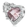 WOSTU Real 925 Sterling Silver Birthstone Beads Multi Color Crystal Zircon Heart Shape Flower Charms for Women Birthday Gift