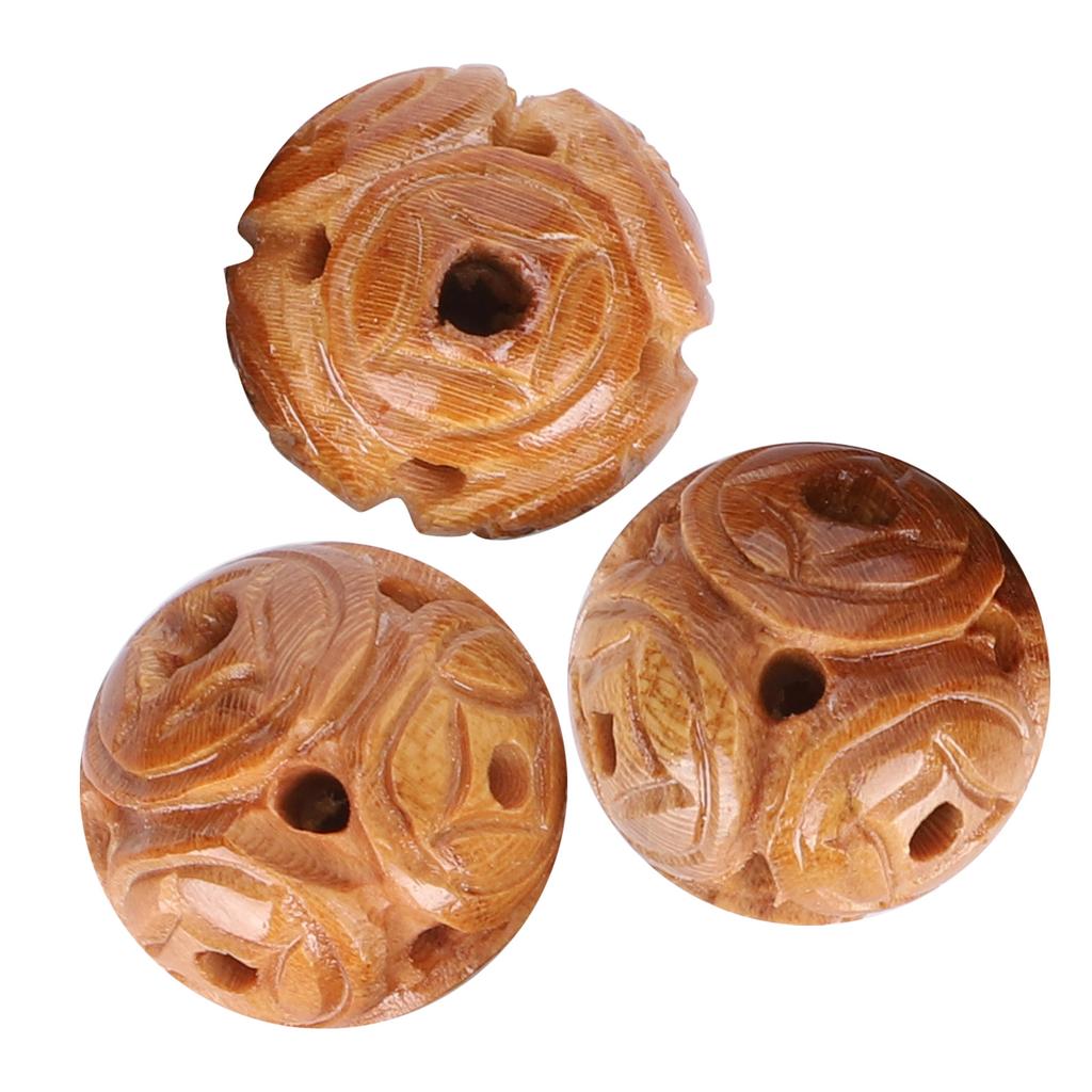 10Pcs Peach Wood Beads Carving for   Bracelet Necklace Crafts Pendants Accessories