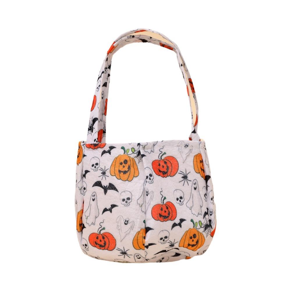 Portable Halloween Candy Bag Non-Woven Pumpkin Candy Bucket Tote Bag Candy Bucket Kids Party