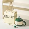 Cute Girl Cartoon Chubby Ceramic Mug with Lid Mobile Phone Stand Cup Birthday Gift Water Cup Souvenir