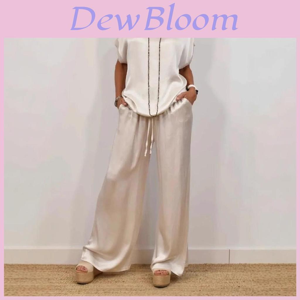 Polyester Lounge Suit With Spliced Design For Casual Women Spring Summer Wear