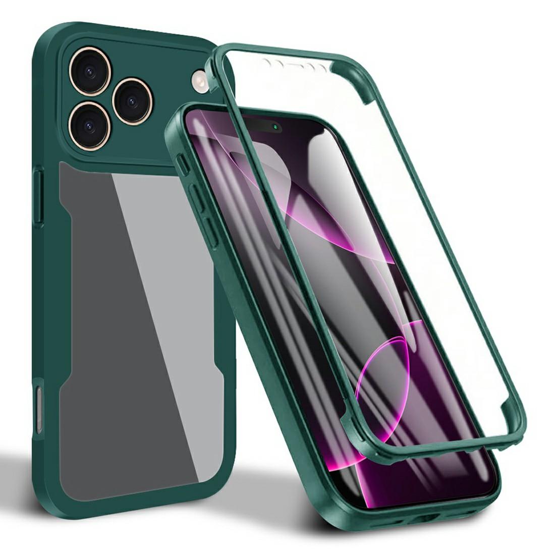 

For iPhone 17 Pro Case Acrylic+TPU Clear Phone Cover with PET Screen Film Green