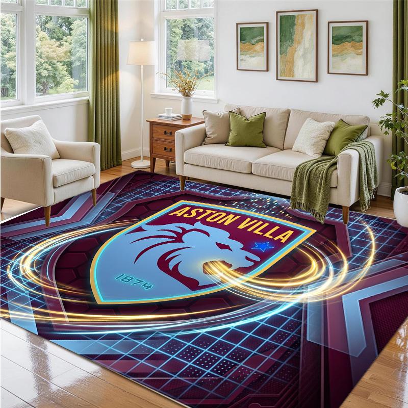 Aston Villa Football Design Crystal Velvet Rug Soft Decorative Mat for Bedroom Entrance