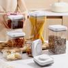 M-1Pc Cereal Container Kitchen Press-down Airtight Jars Clear Stackable Jar For Grain Home Bakers Pantry Organizers Dried Fruits
