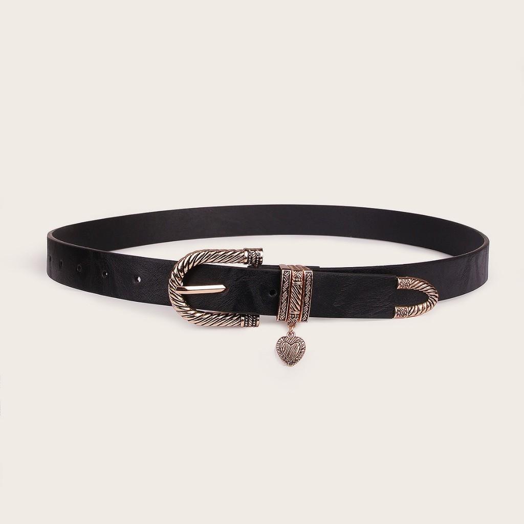 Fashion Leather Belt With Heart Pendant For Casual Outfits