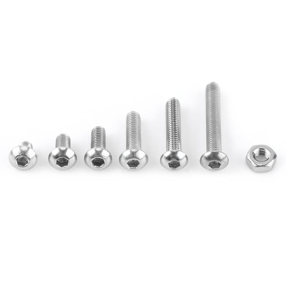 230pcs M3 Stainless Steel SS304 Hex Socket Button Head Screws Bolts and Nuts with Box