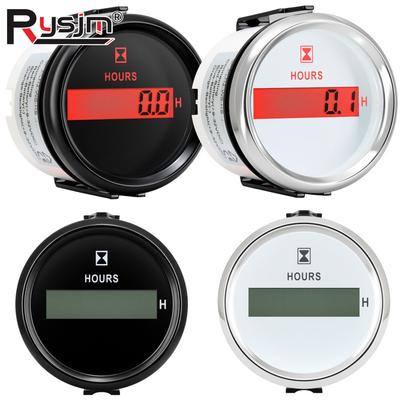 0~99999.9H 2''52mm Hourmeter Digital Hour Meter Waterproof Time Gauge Clock Meter Red Backlight for Motorcycle Car Boats 12V/24V
