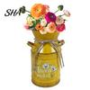 Dekorative Krugvase Rustikale Milchkanne mit Henkel, Vintage-Krug für auslaufsicheres Blumenfass Frische/Getrocknete/Künstliche Blumen, Abgenutzter Behälter