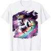 Space Cat Riding Unicorn Graphic Print Mens Cotton Casual Crewneck Tshirt