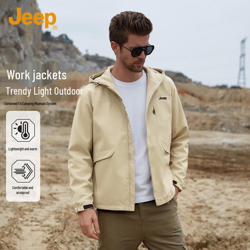 JEEP Men s Detachable Hooded Spring Autumn Casual Jacket 4XL
