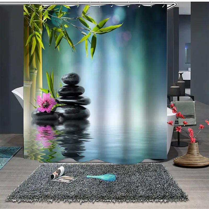Caryophylla Orchid Pattern Shower Curtain Hook, Waterproof Shower Curtain, Bathroom Partition, Bathroom Curtain, Home Decoration