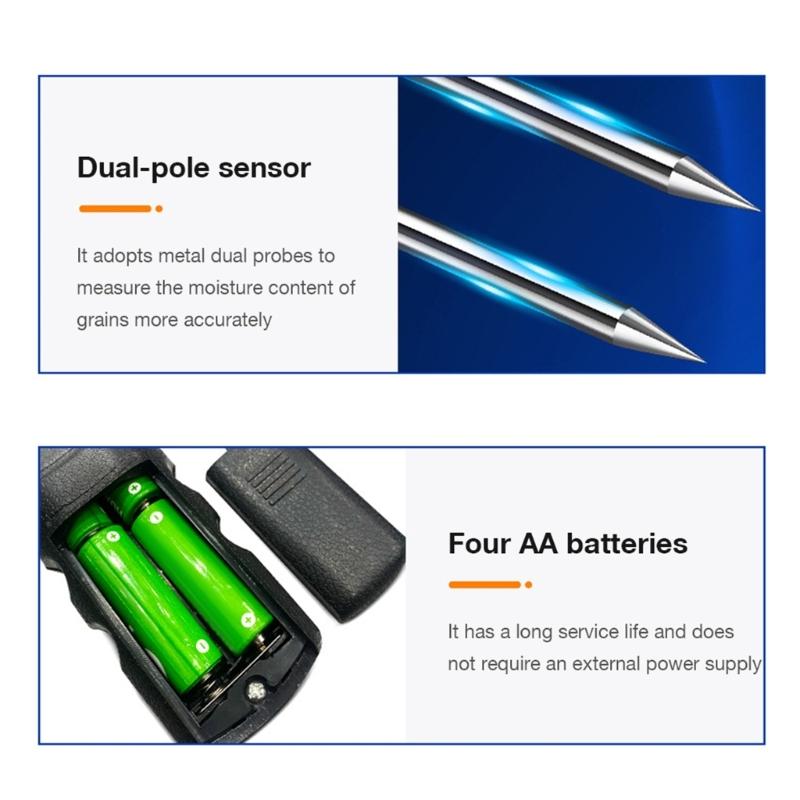 Easy carry Moisture Tester with LCD Back light Display Moisture Meter Tool for Agricultural Grains Including Soybean Peanut
