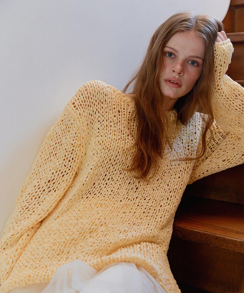 Lonkeu Handmade Net Pullover Knit (Butter Yellow)
