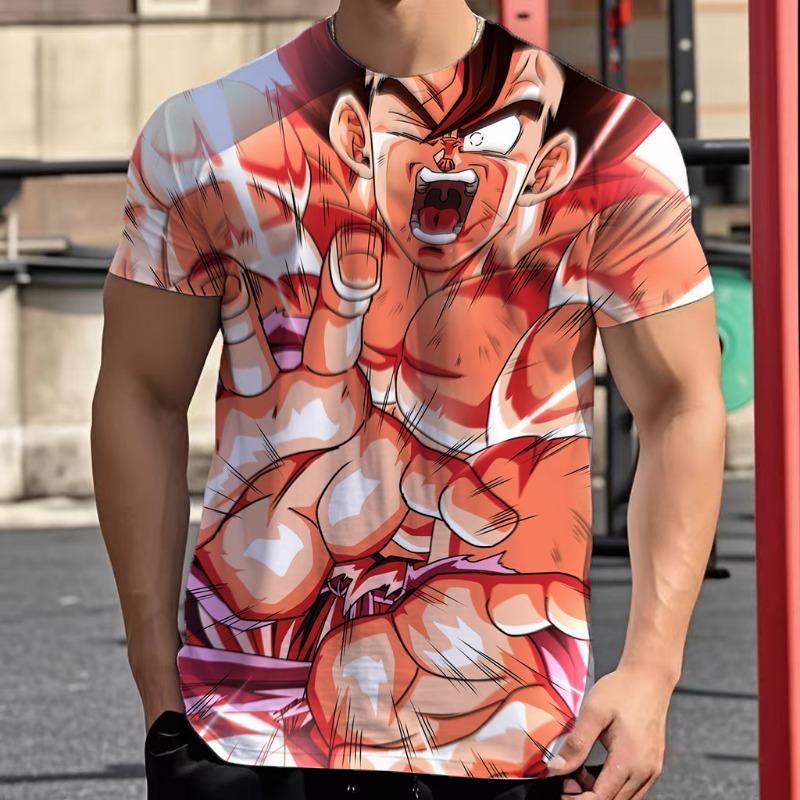 2026 Summer Dragon Ball Retro Fitness T-shirt Men's Oversized 3D Printed Short-sleeved Family Unisex Children's Sports Shirt
