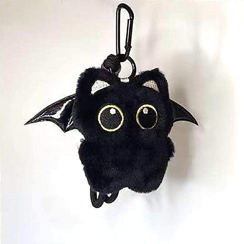 Cute Cartoon Black Cat Keychain Bag Pendant Backpack Hanging Ornaments Lovely Small Cat Doll Animal Car Keyring Kids Gift