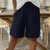 Women Shorts Knee Length High Waisted Relaxed Fit Summer Casual Shorts with Pockets Pure Color Summer Shorts Lounge Wear