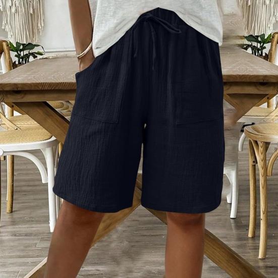 Women Shorts Knee Length High Waisted Relaxed Fit Summer Casual Shorts with Pockets Pure Color Summer Shorts Lounge Wear