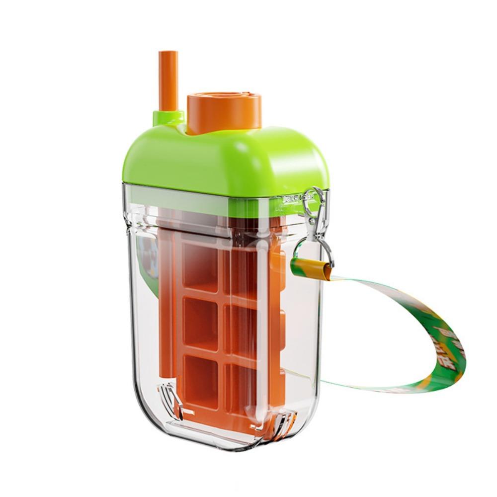 2 in 1 Ice Cube Water Bottle 8 Grids Ice Cube Molds Unique Ice Maker  Travel оранжевый