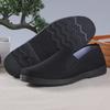 Men's Old Beijing Cloth Shoes - Soft Sole Street Shoes for Middle-Aged and Elderly, Black Slip-On