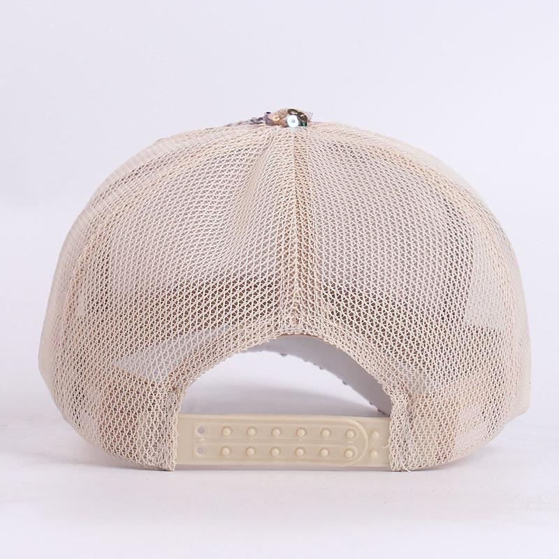 Adjustable Glitter Mesh Trucker Baseball Cap Sequins Embroidery Hats for Women and Teenager Girls Snapback