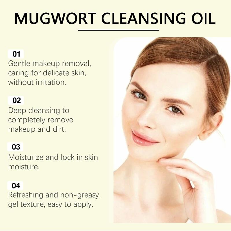 Mugwort Face Cleansing Oil Removes Makeup Moisturizes Non Greasy Finish Calms Sensitive Skin for Evening Skin Care Regimen