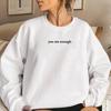 You Are Enough Casual Round Neck Long Sleeve Printed Plus Velvet Hoodie