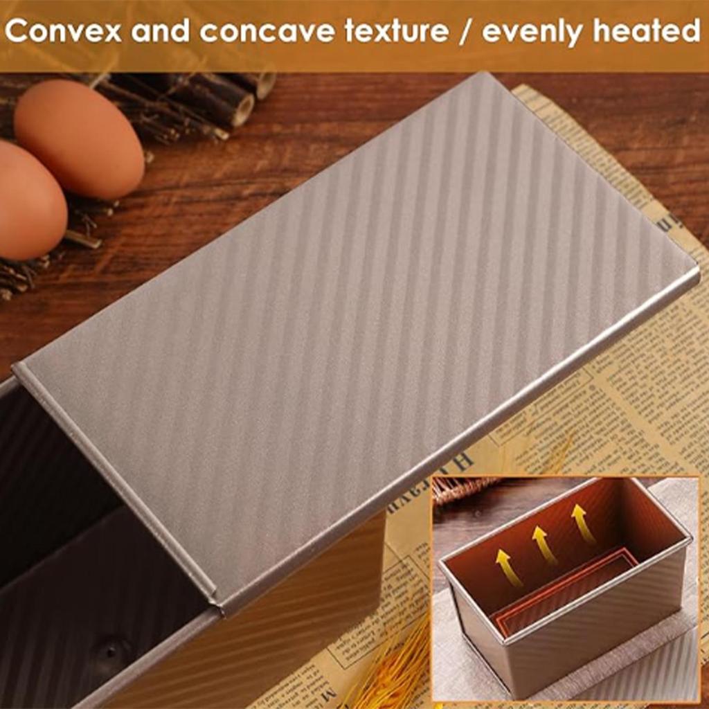 Carbon Steel Corrugated Bread Box With Lid Non-Stick Toast Mold Homemade Baking Mold For Loaf Sandwich Cake Dough